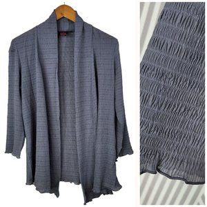 Pleats Cardigan Jacket Top size Medium Art to Wear Crinkle Stretch Open Front